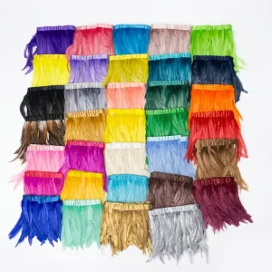 Bleached Dyed Rooster Tail Feathers Trims Coque Plumes Fringe for Party Carnival Craft Garments Clothing Accessories Decor