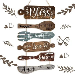 Bless the Food Before Us Kitchen Wooden Wall Sign Farmhouse Kitchen Wall Decor Rustic Kitchen Wall Decor Wooden Sign for Home
