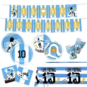 Blue NO.10 Soccer Player Football Match Decoration Party Supplies Disposable Tableware Plates for W0rId Cup Party Supplies