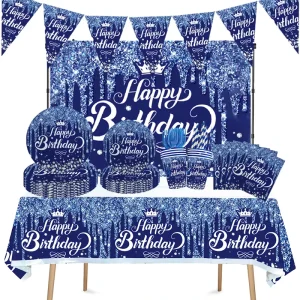 Blue Purple Diamond Birthday Theme Birthday Party Tableware Decoration Party Supplies