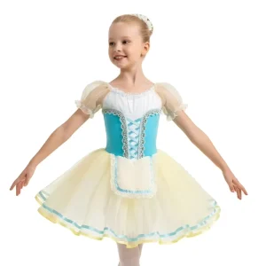 Blue and Yellow Romantic Dresses Ballet Tutu for Girls Coppelia Giselle Costume for Dance Competitions and Recitals