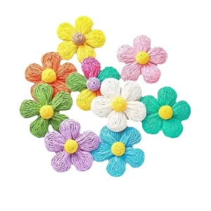 Bohemian Decorative Flowers Resort style Handmade String Woven Color block Decorative Flowers and Brooch Apparel Accessory