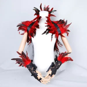 Bohemian Style Women’s Handmade Soft Comfortable Custom Color Size Feather Shawl Wristband Set Cosplay Costume Party