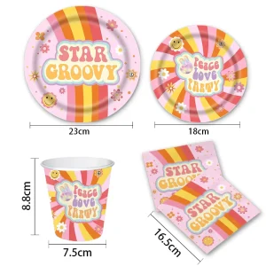 Boho Rainbow Party Supplies Tableware Bohemian Party Decorations for Baby Shower Boho Rainbow Birthday Party Disposable Plates