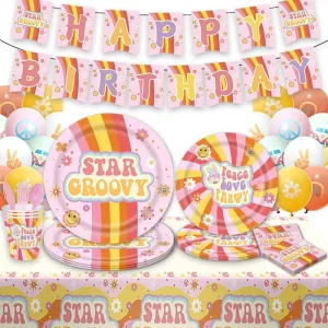Boho Rainbow Party Supplies Tableware, Bohemian Party Decorations for Baby Shower Rainbow Birthday Party Disposable Plates