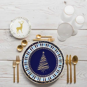 Bone China Dinner Plate Sets High end Festive Christmas Ceramic Dinnerware Sets Tableware Sets With Packing Crockery