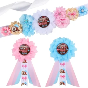 Boots or Bows Baby Shower Maternity Sash Kit Cowboy or Cowgirl Theme Gender Reveal Party Mom to Be Belly Belt Corsage Pins