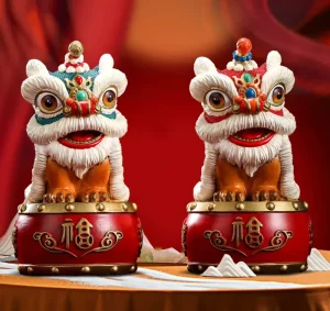 Brass Handmade Creative Chinese Festival National Day Lion Dance Home Office Decoration Ornament Gift Sculpture Feng Shui