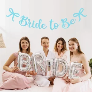Bride Be Eco Friendly Luxury Paper Banner Light Blue Glitter 1 Piece Made China for Bachelorette Bridal Shower Wedding Parties