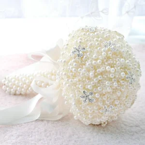 Bride Pearl Silk Holding Flowers Wedding Gifts Wedding Supplies Bridesmaids Wedding Flower Bouquet Bridal