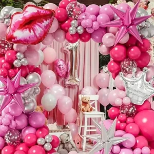 Bride Wedding Girl Mother’s day Party Decoration Accessories Exploding Star Crown Lips Foil Balloons Arch Kit