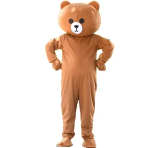 Brown Bear Mascot Costume Plush Toy Outfit with Mesh Lining for Adult Cosplay Event Promotion