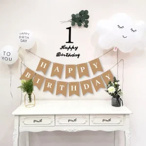 Brown Birthday Party Wedding Festival Decoration 13 Flag Alphabet Kraft Paper Letters Happy Birthday 16x20cm Paper Banner