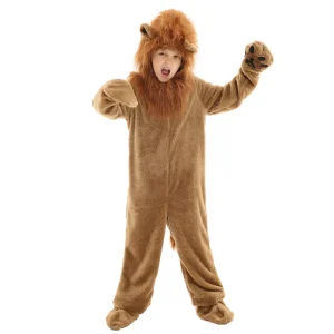 Brown Lion TV & Movie Unisex Children’s Animal Costume for Halloween Comfortable Polyester Jumpsuits & Rompers