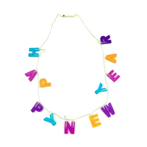 Bulb Blinking Necklace PVC LED Flashing Light Happy New Year Letter Sign for Party Supplies