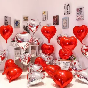 Bulk 18 Inch Gradient Pastel Foil Heart Balloons Shiny Eco Friendly for Birthday Mother’s Day Christmas & Proposal Decor