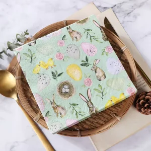 Bulk Easter Rabbit Printed Napkins Egg Pattern Tissue Placemat Paper Party Decoration Holiday Tableware Disposable Supplies