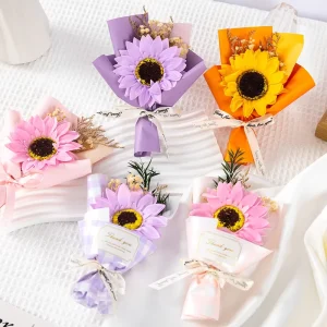 Bulk Graduation Gift Mini Sunflower Soap Artificial Flowers Decoration Butterfly Graduation Party Supplies