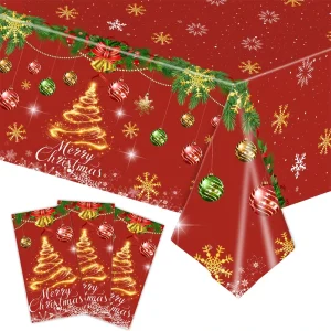 Bulk Holiday Tableware Set Disposable Paper Plates Cups Tablecloth for Baking Industry Gold Christmas Tree Party Decorations