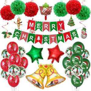 Bulk Merry Christmas Mixed Balloon Kit Foil & Latex Party Decor Set for Xmas Indoor Home Holiday Decoration