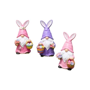 Bunny Ear Gnome Trio Custom Sculpture Figurine Floral Figurines Spring Home Accents Perfect Gift for Easter Enthusiasts