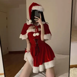 Bunny Girl Christmas Xmas Lady Santa Claus Cosplay Costume Winter Cape Cloak Outfits Halloween Cloak Women Costume