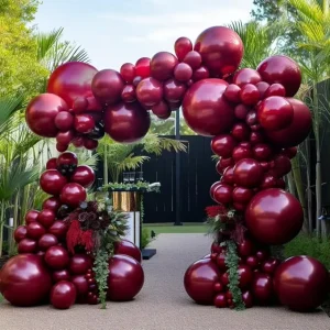 Burgundy Latex Balloon Garland Arch Kit Wit Pink Gold Confetti Balloons Birthday Party Wedding Supplies Decorations