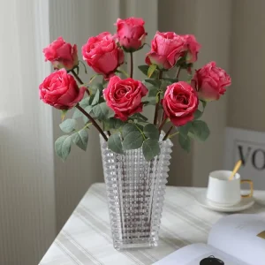 Burnt Edge Crown Princess Margareta Artificial Rose Bouquet Home Housewarming Decor
