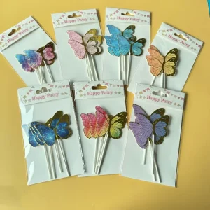Butterfly Cake & Cupcake Topper Graduation Ramadan Wedding Party Mother’s Day 4pcs pack Soft Paper