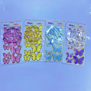 Butterfly Cake Decoration Insert with Gold Stamping Striped Design Paper Material Festive Party Style From China