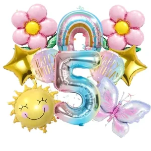 Butterfly Daisy Star Gradient 32 Inch Digital Aluminum Foil Balloon Set Birthday Party Decoration Props Kids Party Decorations