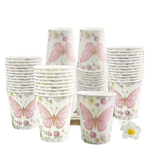 Butterfly Floral Paper Cups Disposable Party Tumbler for Bridal Showers Weddings Baby Showers Restaurant