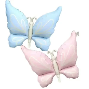 Butterfly Foil Balloon Pastel Pink Blue Purple Aluminum Mylar for Baby Shower Girl Birthday Butterfly Theme Decoration