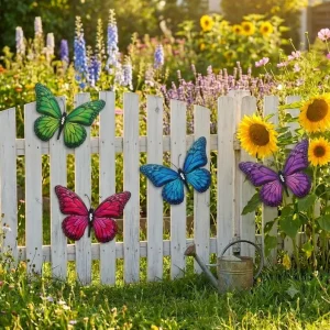 Butterfly Garden Sculpture Metal Handicraft Wall Art Modern Handmade Hanging Decor BSCI Certified XIAMEN PORT Iron Ming Home