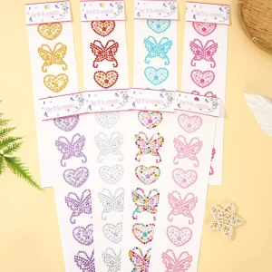 Butterfly Love Heart Shaped Diamond Crystal Gem Sticker Flashing Decoration Stickers For Car & Mobile Phone