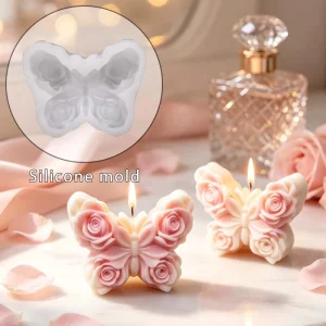 Butterfly Scented Candle Silica Gel Mold Flower Rose DIY Home Decoration Easter Wedding Favors