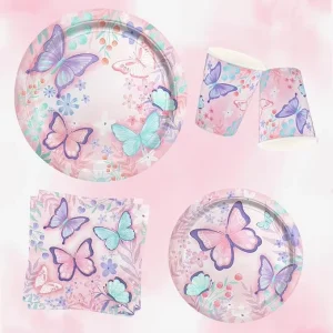 Butterfly Theme Birthday Party Decorations School College Home Events Baby Shower Disposable Tableware Set Party Supplies