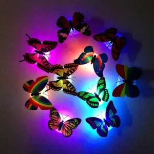 3D Single Layer LED Luminous Butterfly Wall Sticker Plastic Night Light Bedside Lamp for Christmas Decorative Lighting