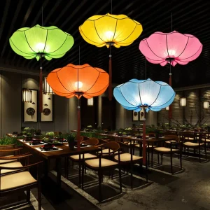 C 121 Chinese Style Lotus Leaf Flowers Hanging Lanterns Colorful Fabric Decorations Wedding Restaurants Hotels Malls Scenic Spot