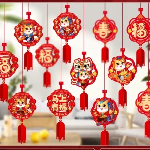 C904 Year of the Horse New Year Decorations Colorful Ribbons Streamers Wall Decorations Festive Chinese Ornaments