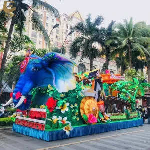 CCFL42 Outdoor Theme Festival Carnival Decoration Parade Fiberglass Elephant Floats for Sale