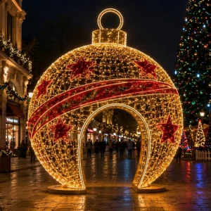 CE Certified Giant 3D Christmas Bell Arch Light LED IP65 Walk through Outdoor Holiday Street Decoration
