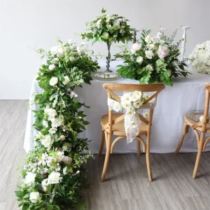 COLOTISAN High Quality Forest Style Road Guide Table Runner Artificial Roses Flowers for Wedding Graduation Party Events DIY