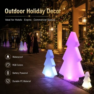COOLQING 16 RGB Color Changing Illuminated Holiday Decor for Garden Yard Party Outdoor Factory LED Christmas Tree Shaped Light