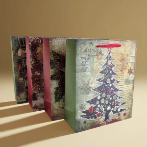 CS60 Luxury Christmas Bags for Gift Middle Size Christmas Gifts Packaging Factory Customized Paper Gift Bag