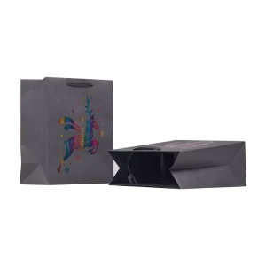 CS63 Festive Christmas Paper Gift Bags with Rainbow Foil Design for Holiday Gifting
