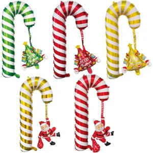 Candy Cane Hanging Santa Xmas Foil Balloon Mylar Christmas Party Decor for Xmas Home Holiday Decoration