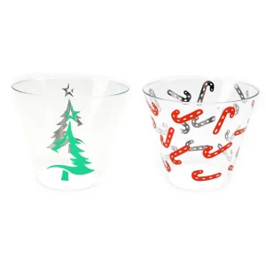 Candy Cane Pattern Christmas Cups 4 Pcs Disposable Plastic Clear Cups Soft and Not Easily Deformed for Christmas Party