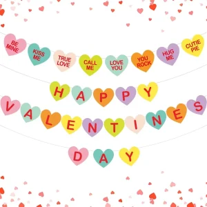 Candy Heart Garland Valentines Day Photo Props Wedding Anniversary Proposal Party Decor Happy Valentines Day Banner