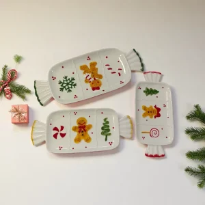 Candy Shape Ceramic Dish Tableware Dessert & Snack Plate for Holiday Dining & Party Serving